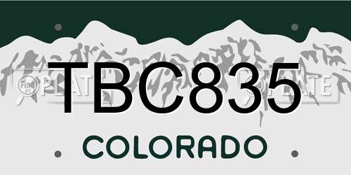 TBC835 Colorado License Plate