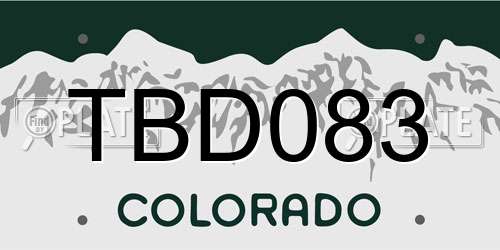 TBD083 Colorado License Plate