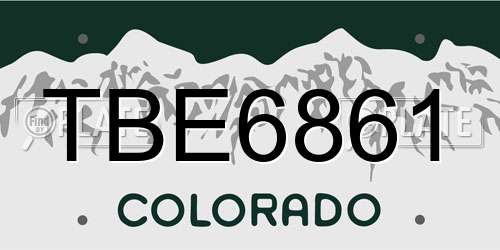 TBE6861 Colorado License Plate