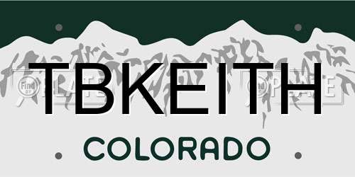 TBKEITH Colorado License Plate