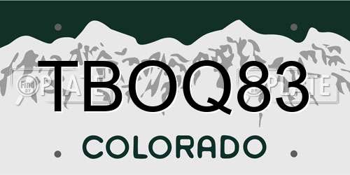TBOQ83 Colorado License Plate