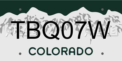 TBQ07W Colorado License Plate