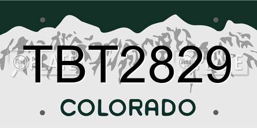 TBT2829 Colorado License Plate