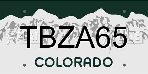 TBZA65 Colorado License Plate