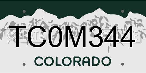 TC0M344 Colorado License Plate