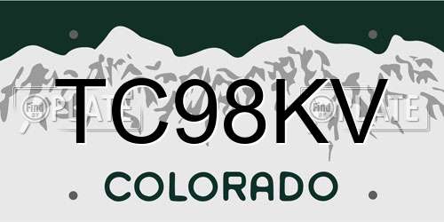 TC98KV Colorado License Plate