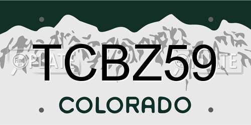 TCBZ59 Colorado License Plate
