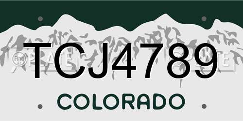 TCJ4789 Colorado License Plate