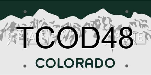 TCOD48 Colorado License Plate
