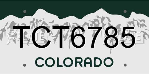 TCT6785 Colorado License Plate