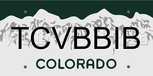 TCVBBIB Colorado License Plate