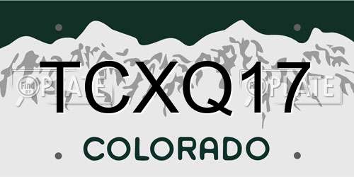 TCXQ17 Colorado License Plate