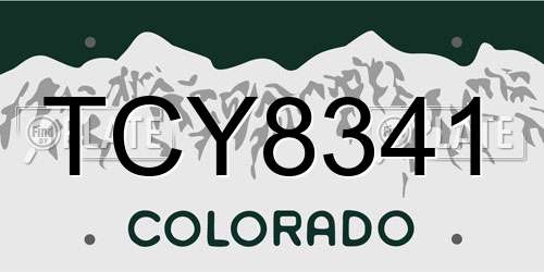 TCY8341 Colorado License Plate