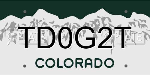 TD0G2T Colorado License Plate