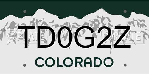 TD0G2Z Colorado License Plate