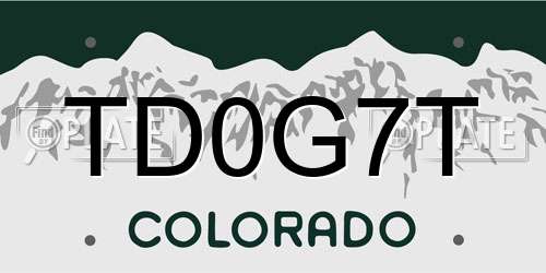 TD0G7T Colorado License Plate