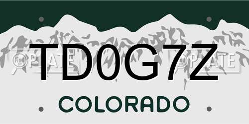 TD0G7Z Colorado License Plate