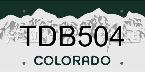 TDB504 Colorado License Plate