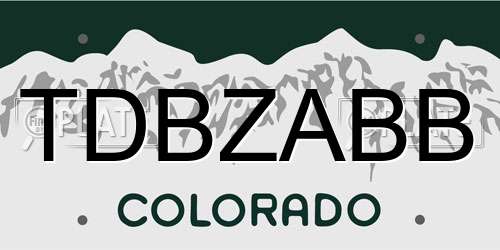 TDBZABB Colorado License Plate