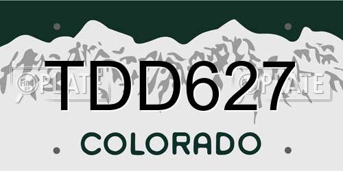 TDD627 Colorado License Plate