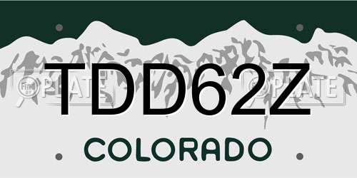 TDD62Z Colorado License Plate