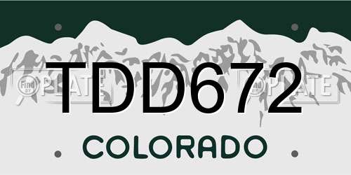 TDD672 Colorado License Plate