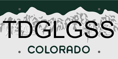TDGLGSS Colorado License Plate