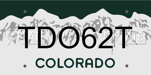 TDO62T Colorado License Plate
