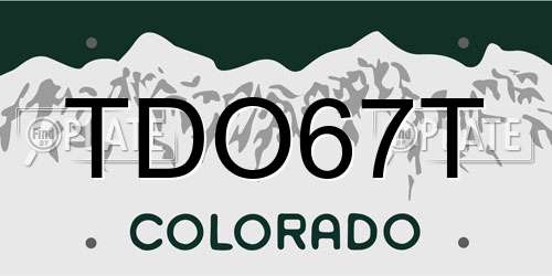 TDO67T Colorado License Plate