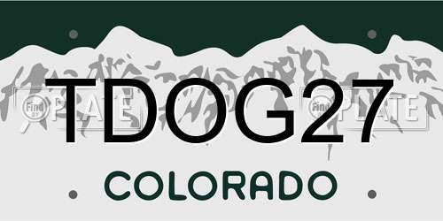 TDOG27 Colorado License Plate