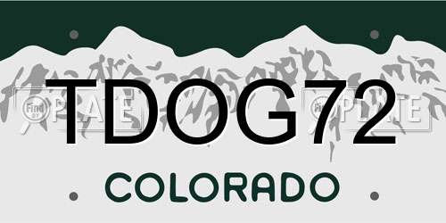 TDOG72 Colorado License Plate