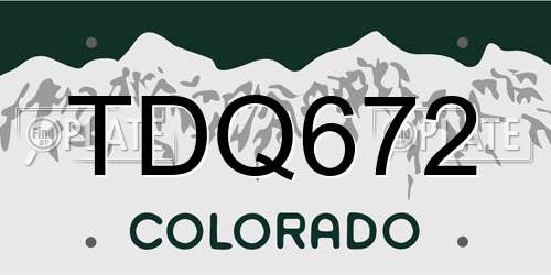 TDQ672 Colorado License Plate