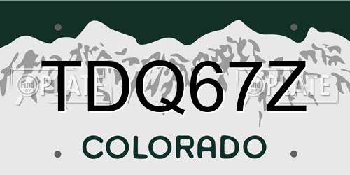 TDQ67Z Colorado License Plate