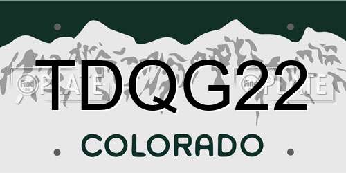 TDQG22 Colorado License Plate