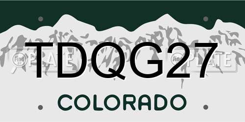 TDQG27 Colorado License Plate