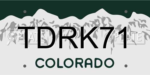 TDRK71 Colorado License Plate