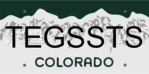 TEGSSTS Colorado License Plate
