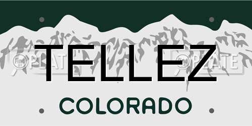 TELLEZ Colorado License Plate