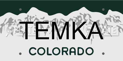 TEMKA Colorado License Plate