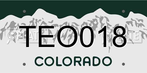 TEO018 Colorado License Plate