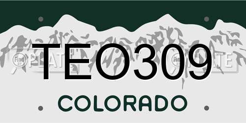 TEO309 Colorado License Plate