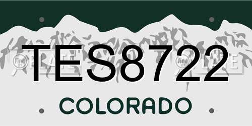 TES8722 Colorado License Plate