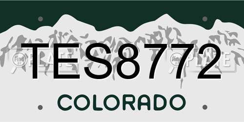 TES8772 Colorado License Plate