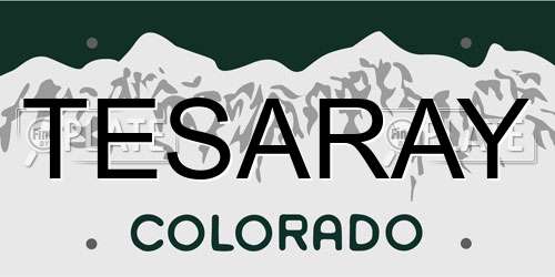TESARAY Colorado License Plate