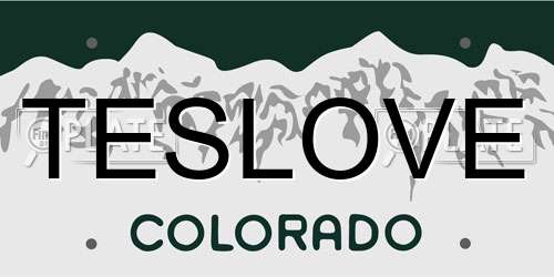 TESLOVE Colorado License Plate