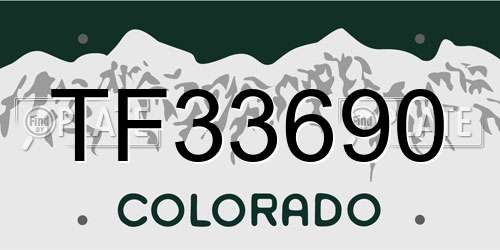 TF33690 Colorado License Plate