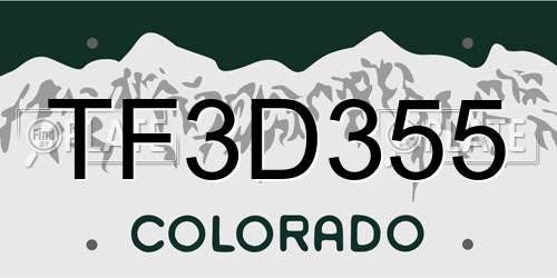 TF3D355 Colorado License Plate