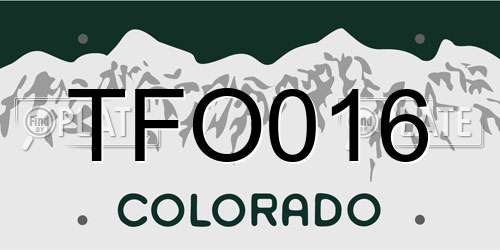 TFO016 Colorado License Plate