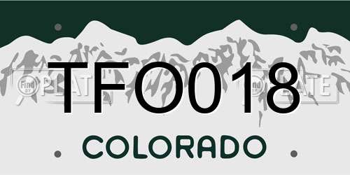 TFO018 Colorado License Plate