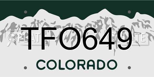 TFO649 Colorado License Plate